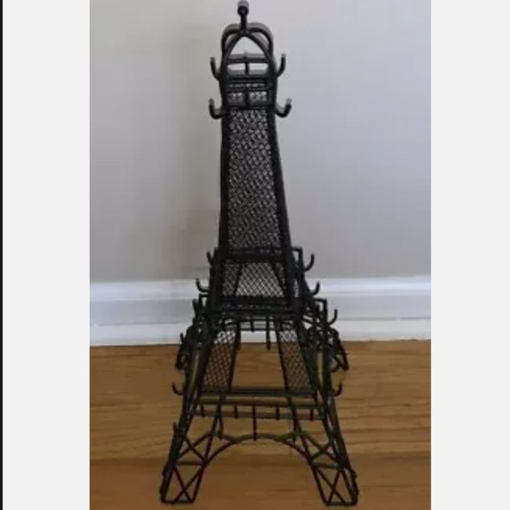 Paris Eiffel Tower Metal Jewelry Organizer Stand Holder Necklace Bracelet Black